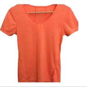 RBX Active Neon Orange Workout V-neck Shirt Small Gym Short Sleeve